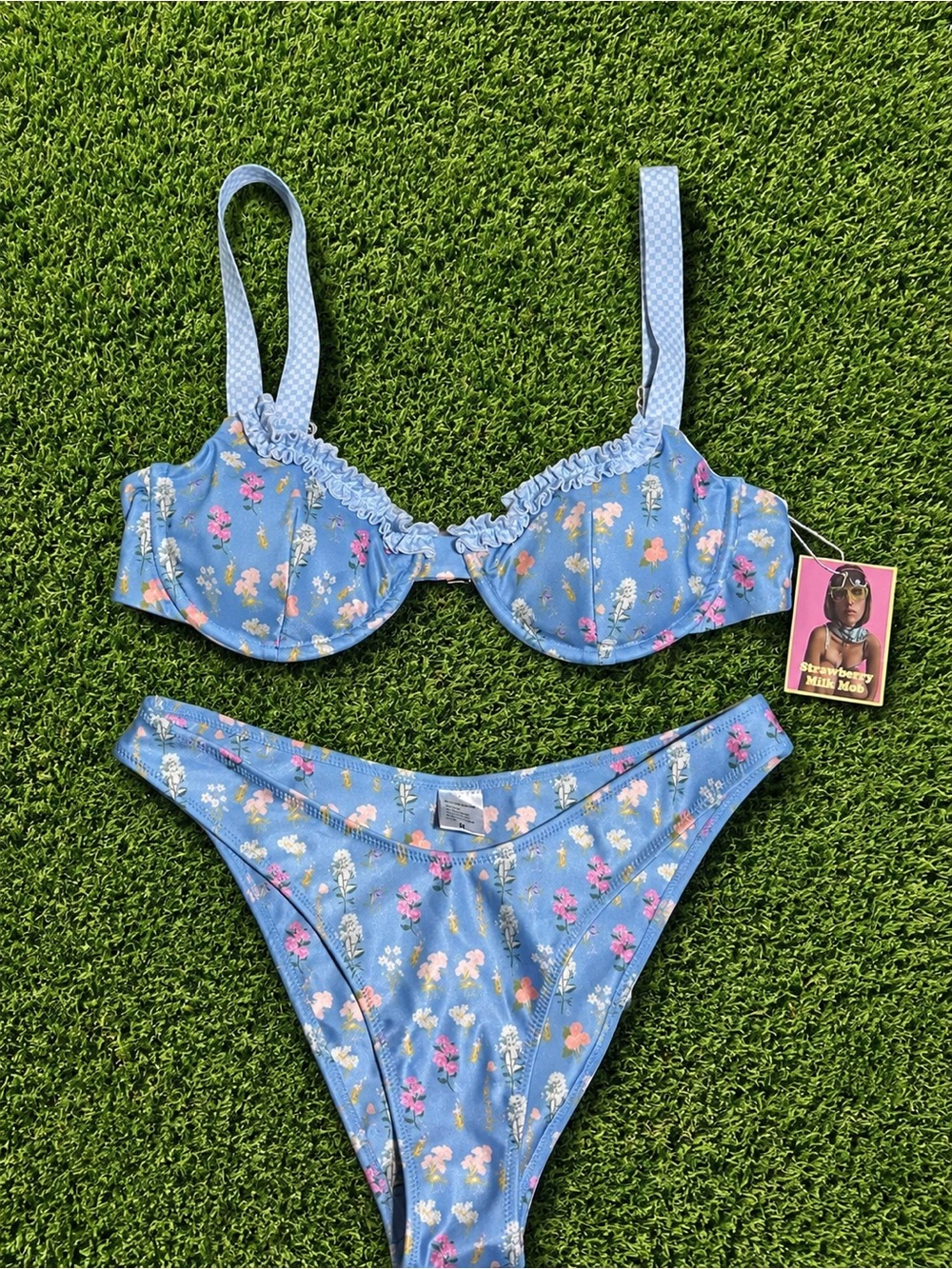 Strawberry Milk Mob Brads Favorite Bikini Set Large Top / M Bottom